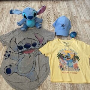 Disney Lilo and Stitch bundle, hat, t-shirts and stuffed animal stitch